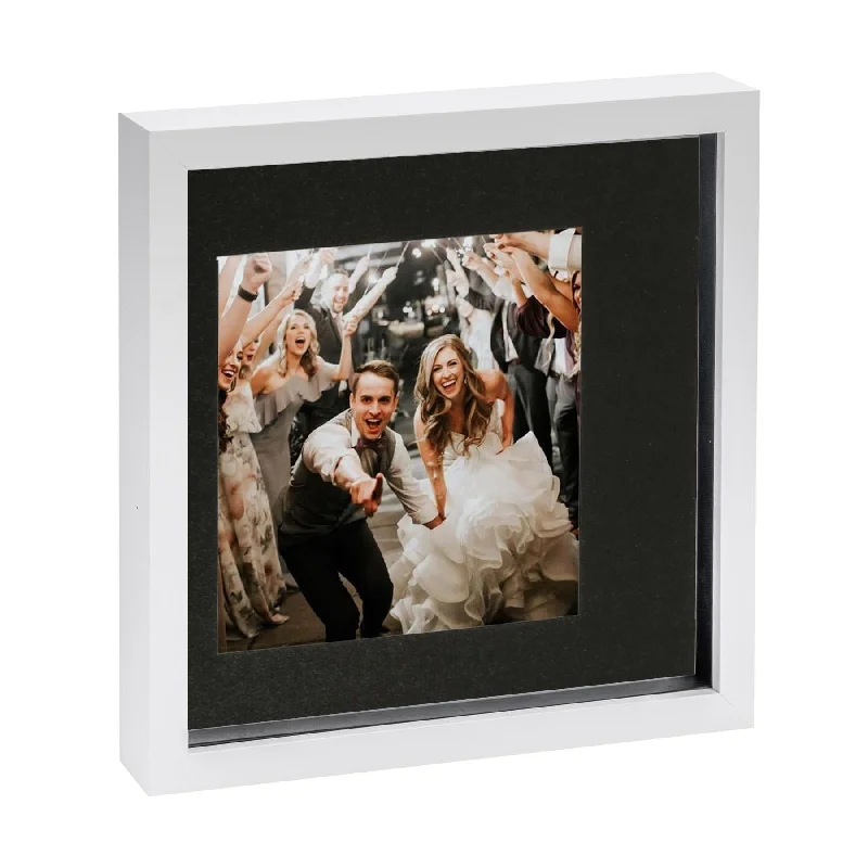 10" x 10" White 3D Box Photo Frame -  with 6" x 6" Mount - By Nicola Spring