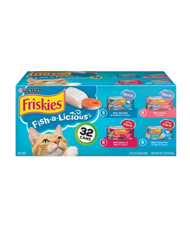    - High-fiber cat food  Friskies Fish a Licious Wet Cat Food Variety Pack