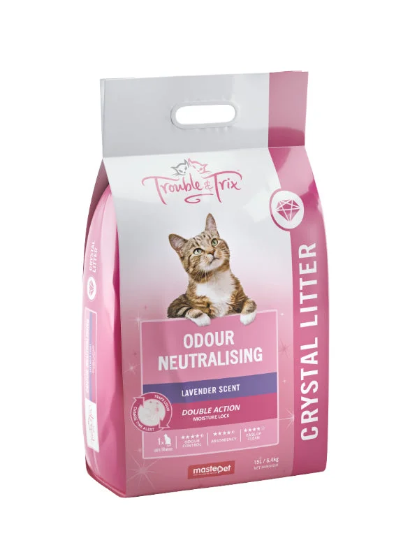 Pet shampoo: a shampoo specifically used to clean pet hair,Trouble & Trix Angel Crystal Litter - Lavender (15L)