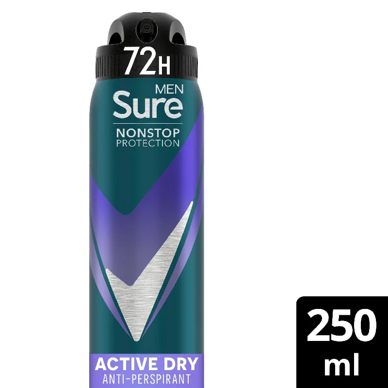 Sure 72hr Active Dry Nonstop Protection Anti-Perspirant Deodorant Aerosol 250ml