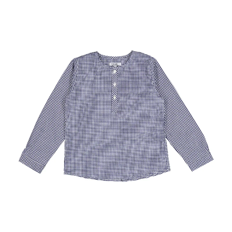 Boys and Arrows Navy Checkered Long Sleeve Tunic