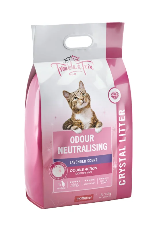 with the functions of decontamination, deodorization, and nourishment.Trouble & Trix Angel Crystal Litter - Lavender  (7L)