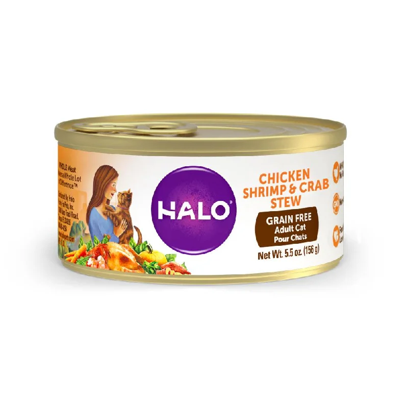    - Cat food for picky eaters  Halo Holistic Grain Free Adult Chicken, Shrimp & Crab Stew Canned Cat Food