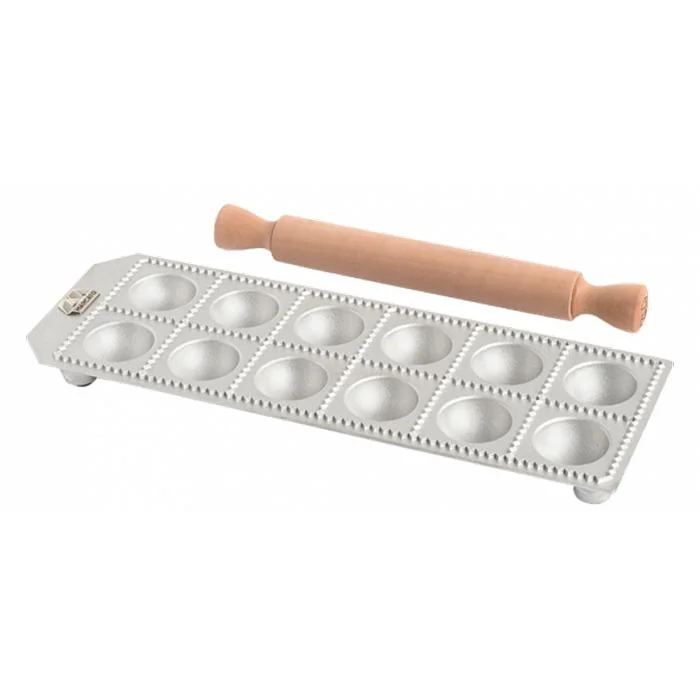 Marcato 55mm Ravioli Tray with Rolling Pin T55X12CLS