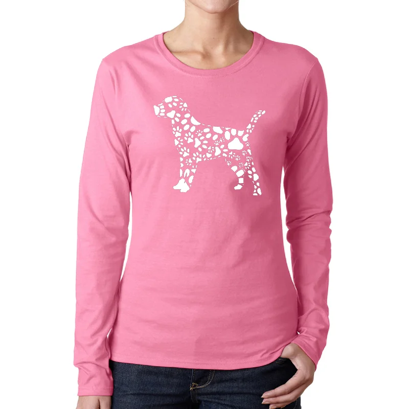 Dog Paw Prints  - Women's Word Art Long Sleeve T-Shirt