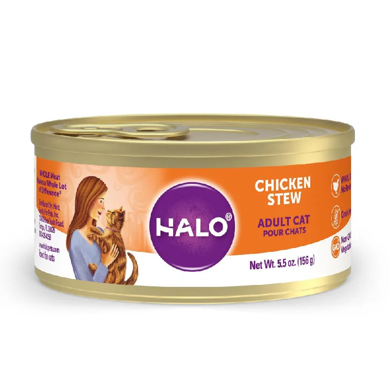    - Cat food for dental health  Halo Holistic Grain Free Adult Chicken Stew Canned Cat Food