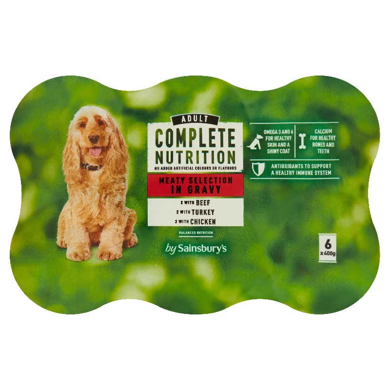 Sainsbury's Complete Nutrition Adult Dog Food Meat Selection in Gravy 6 x 400g