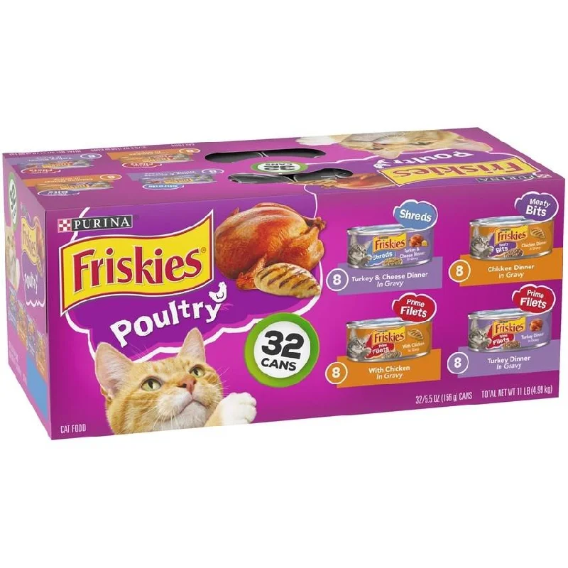    - Chicken flavor cat food  Friskies Poultry Variety Canned Cat Food