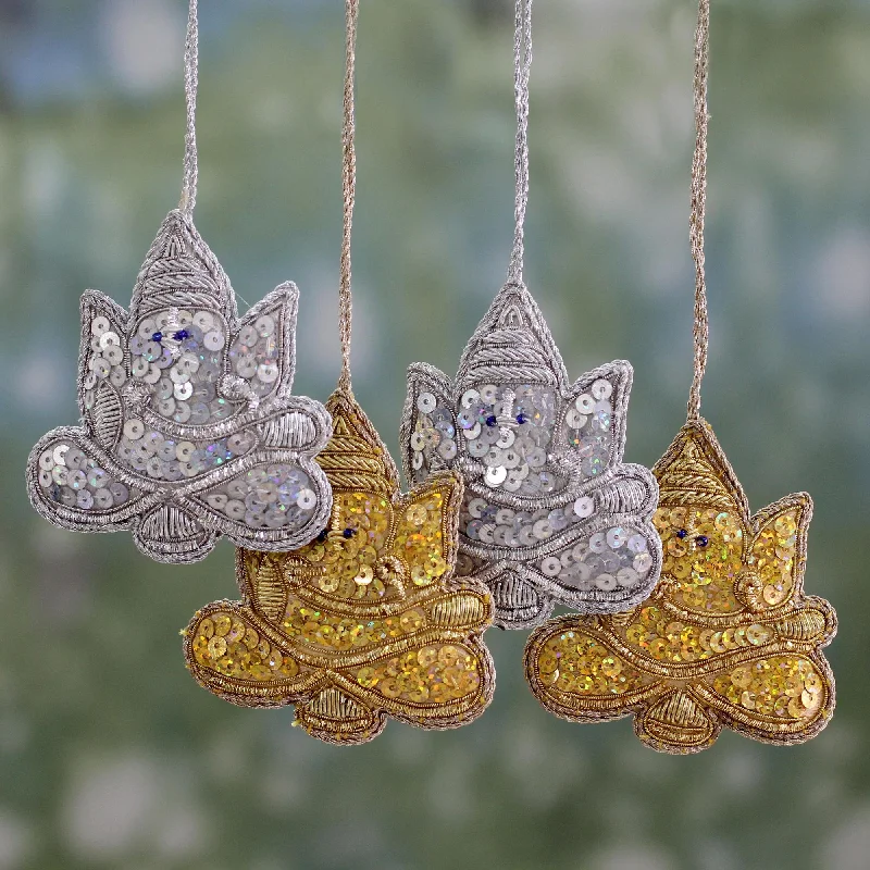 Pet conditioner: used to care for pet hair,Happy Ganesha 4 Glittery Handmade Ornaments Depicting Lord Ganesha