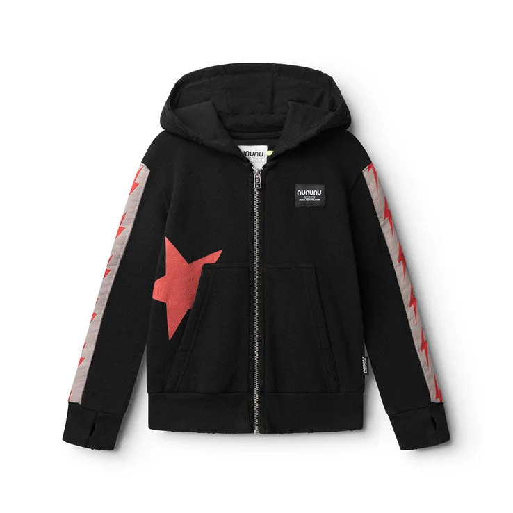 Nununu Black Mini Bolts Zip Hoodie