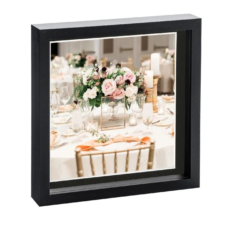 10" x 10" Black 3D Box Photo Frame - with 8" x 8" Mount - By Nicola Spring